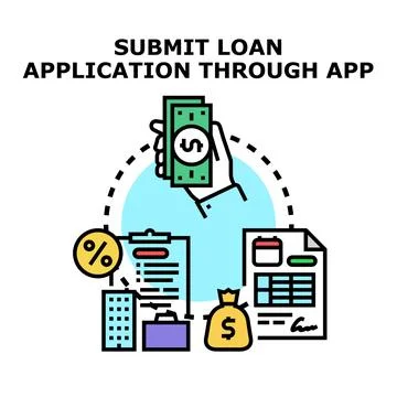 Applying for a loan through mobile banking application Stock Illustration