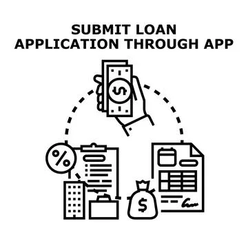 Applying for a loan through mobile banking application Stock Illustration