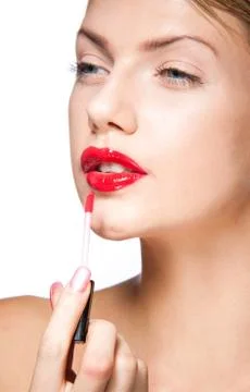 Applying make-up Stock Photos