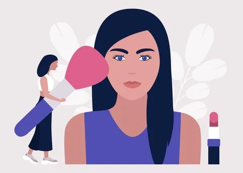 Applying makeup concept Stock Illustration