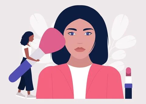 Applying makeup concept Stock Illustration