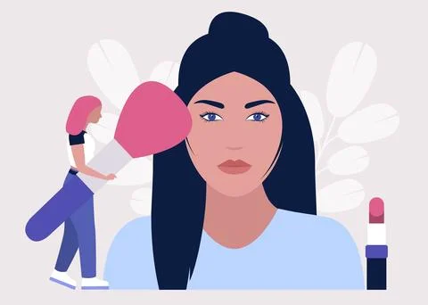 Applying makeup concept Stock Illustration