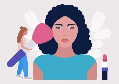 Applying makeup concept Stock Illustration
