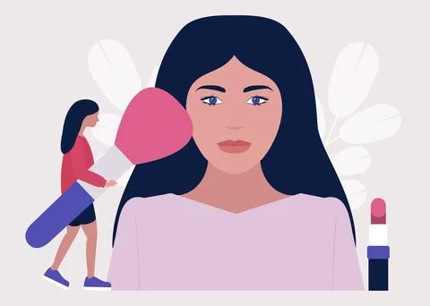 Applying makeup concept Stock Illustration