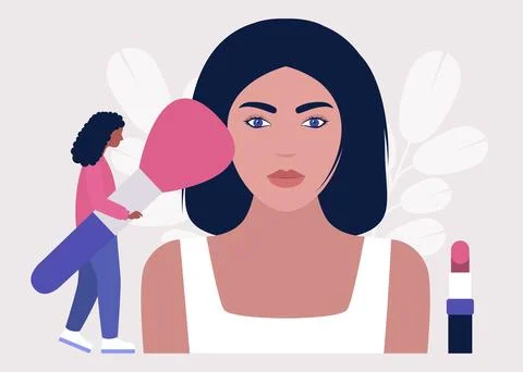 Applying makeup concept Stock Illustration