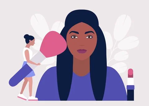 Applying makeup concept Stock Illustration