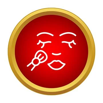 Applying makeup to a face outline in red circle Stock Illustration