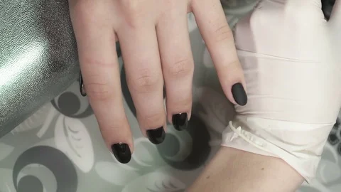 Applying mat polish to the nails Stock Footage 73446224