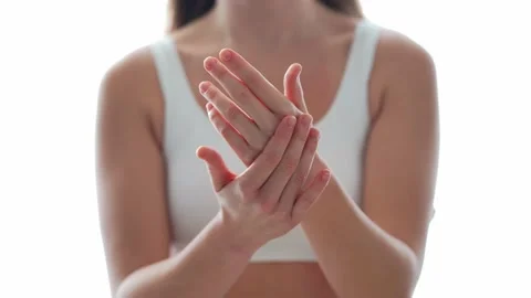 Applying moisturizer hand cream for dry skin Video stock 235589873