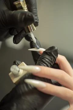 Applying Nail Polish: Close Up Stock Photos