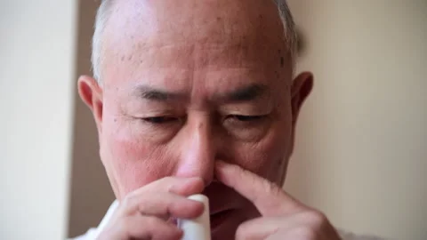 Applying a nasal spray. Stock Footage 172482149