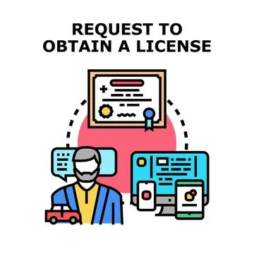 Applying for official license document application service Stock Illustration