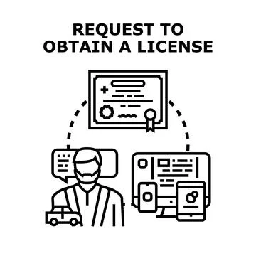 Applying for official license document application service Stock Illustration