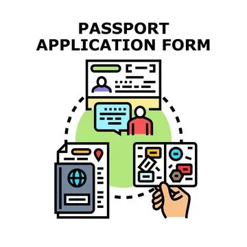 Applying for passport, travel document, and international identity Stock Illustration