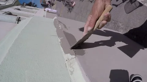 Applying plaster on the wall slow motion Stock Footage 62594168