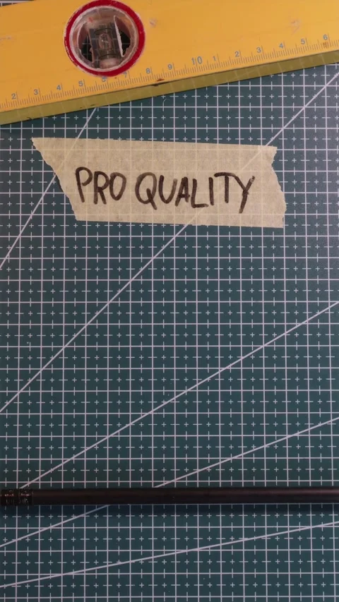 Applying PRO QUALITY handwritten tape on green mat Stock Footage 337816343