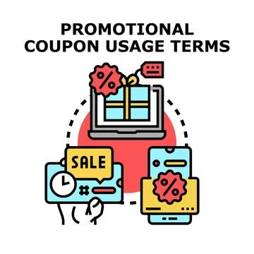 Applying promotional coupon usage terms online Illustrazione stock