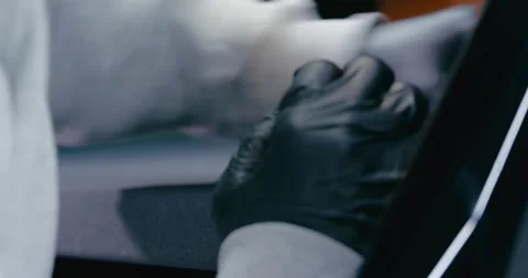 Applying Protective Cleaner to Car Trunk Mat 4 Stock Footage 293920956