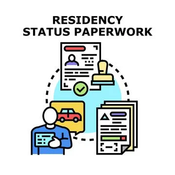 Applying for residency status and official paperwork Stock Illustration