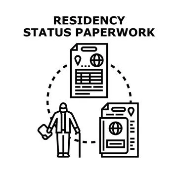 Applying for residency status paperwork and registration process Stock Illustration