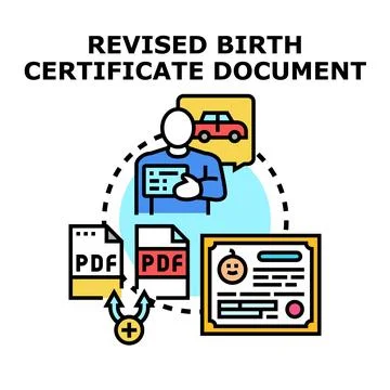 Applying for revised birth certificate document 스톡 일러스트