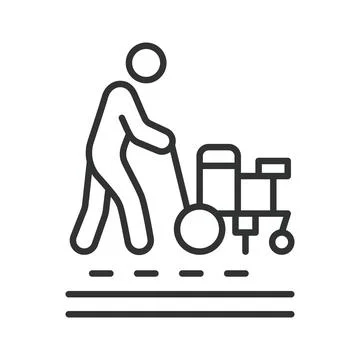 Applying road markings, icon in line design. road marking application, applying Stock Illustration