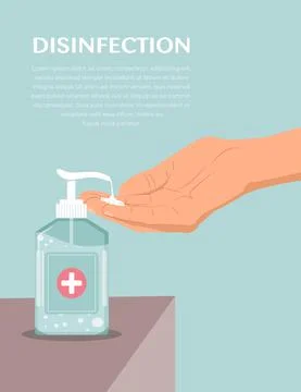 Applying a sanitizer for Disinfection, clean hands concept Vector illustration Stock Illustration