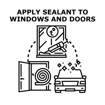 Applying sealant to window and door for home improvement Stock Illustration