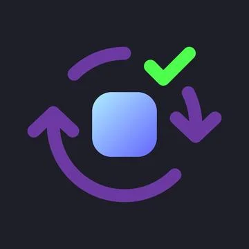 Applying spin motion effect flat gradient fill ui icon for dark theme Stock Illustration