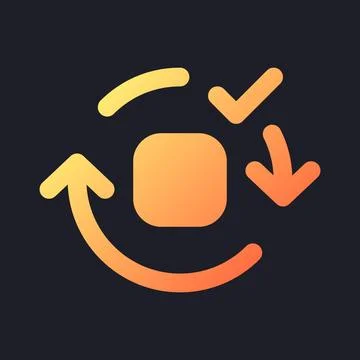 Applying spin motion effect orange solid gradient ui icon for dark theme Illustrazione stock