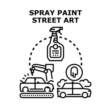 Applying spray paint for art and automotive service Stock Illustration