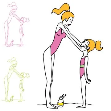 Applying sunscreen to childs face Stock Illustration