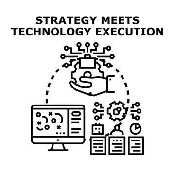 Applying technology for strategy project execution management Stock Illustration