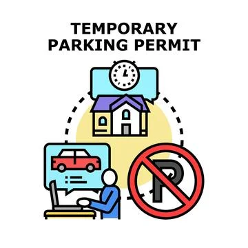 Applying for temporary parking permit online concept Stock Illustration