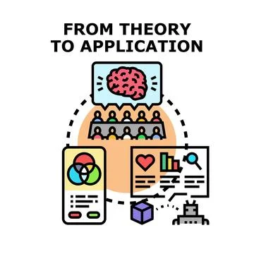 Applying theoretical knowledge to practical solutions process 스톡 일러스트