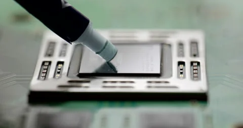 Applying thermal paste to a processor, replacing thermal paste on a GPU Stock Footage 156418309