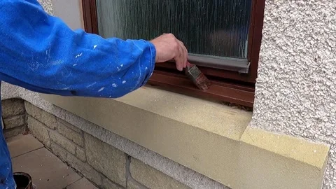 Applying Varnish to a Window Sill 스톡 동영상 204076870
