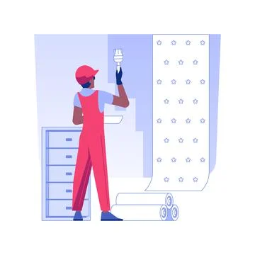 Applying wallpapers isolated concept vector illustration. Stock Illustration