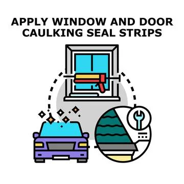Applying window and building caulking for home maintenance Stock Illustration