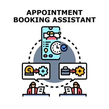 Appointment booking assistant connecting users and providers Stock Illustration