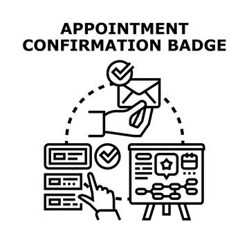 Appointment confirmation badge with email and calendar Stock Illustration