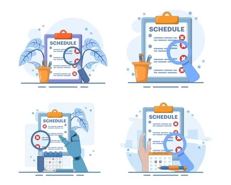 Appointment failure set, rejected schedule, canceled event, declined meeting. Illustrazione stock