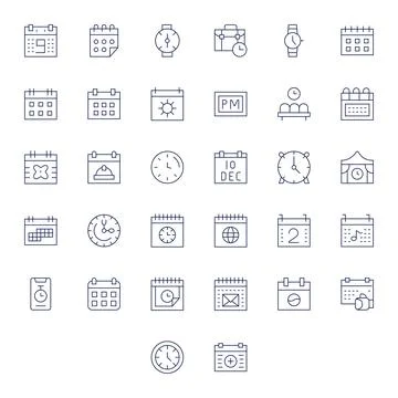 Appointment featuring 32 High Resolution Vector Icons in Thin Line Design Illustrazione stock