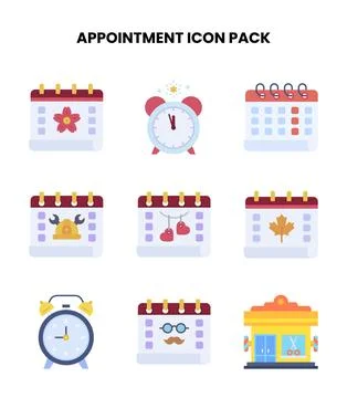 Appointment Flat SVG Icons Pack Stock Illustration