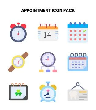 Appointment Flat Vector Icons Pack Stock Illustration
