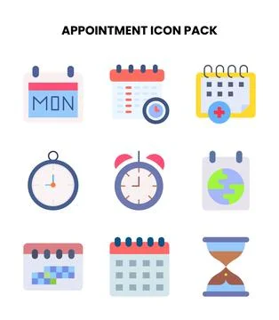 Appointment Flat Vector Icons Pack Stock Illustration