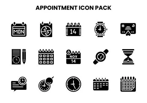 Appointment Glyph Bundle Icons Pack Ilustração Stock