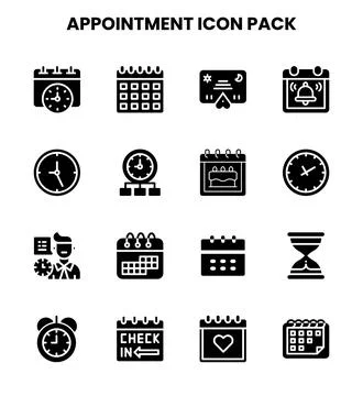 Appointment Glyph Design Icons Pack Stock Illustration