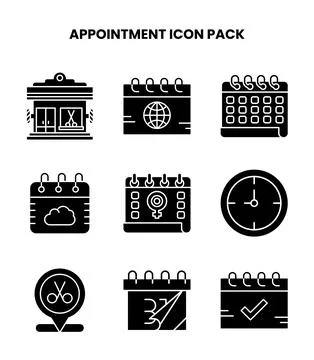 Appointment Glyph Vector Icons Pack Stock Illustration