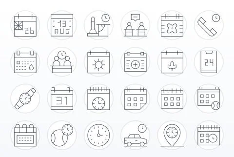 Appointment including 24 128x128 Thin Line Vector Illustrations Stock Illustration